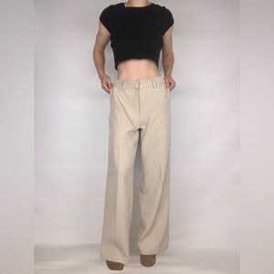 Avec Les Filles‎ High Waisted Wide Leg Beige Trousers Size 8